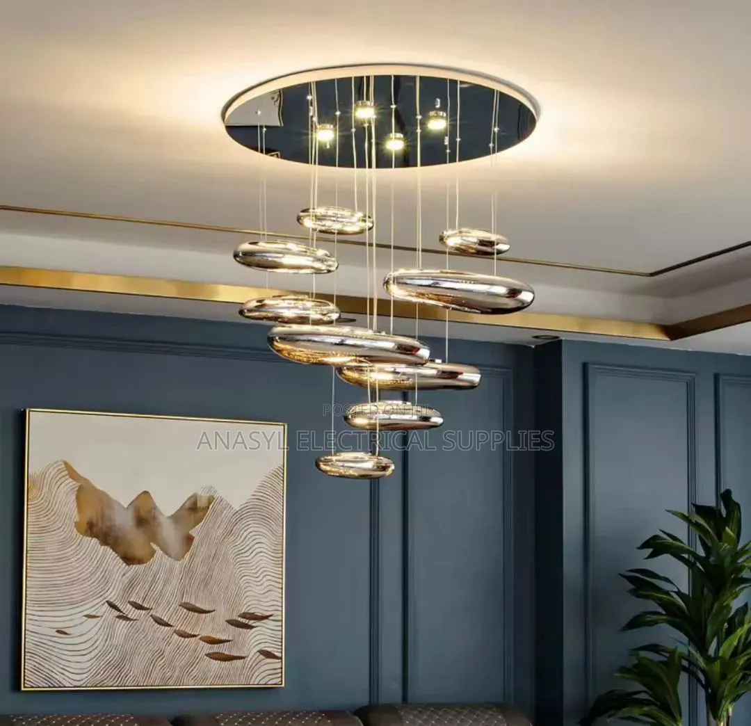 Modern Chrome Fluid Meteor Chandelier