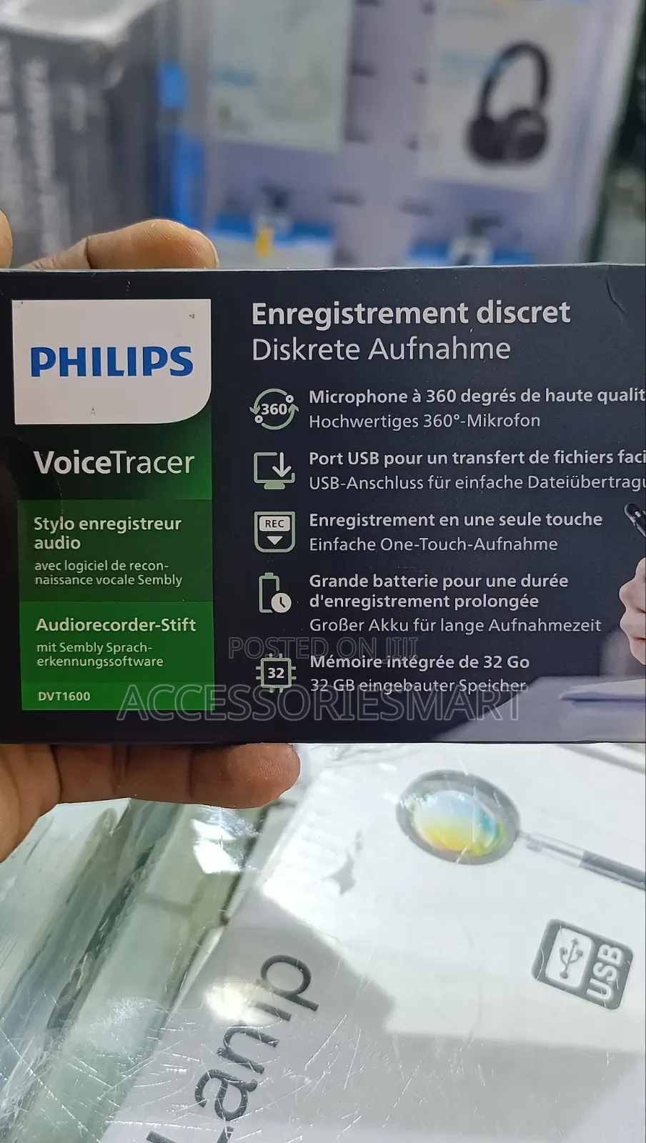 Philips DVT1600 VoiceTracer, Recording Pen, 32GB.
