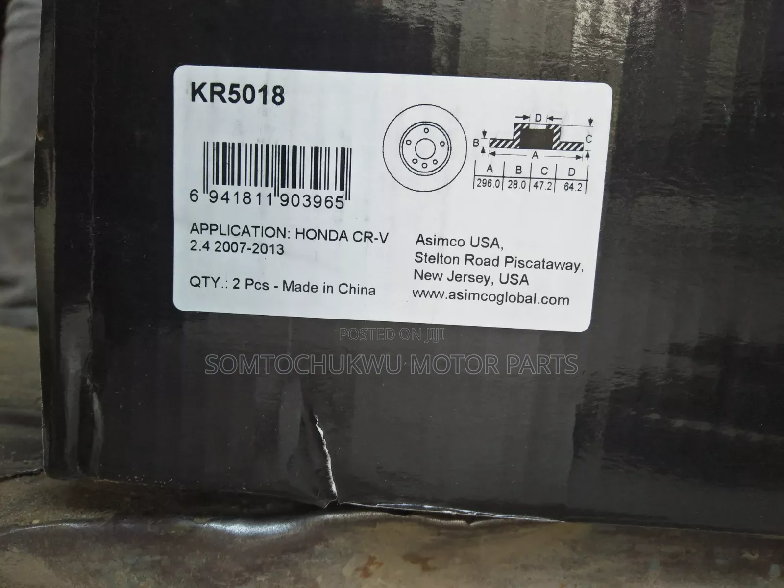 Original Asimco Brake Discs for Honda Accord 2008/2010 Oddessy 2008