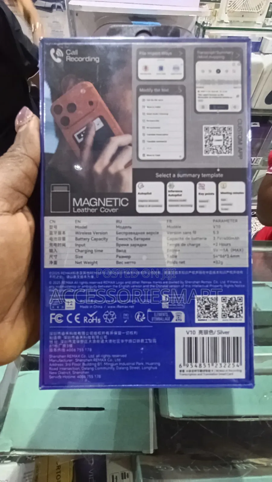 Remax V10 AI Voice Recorder With 118 National Language Translator 64gb