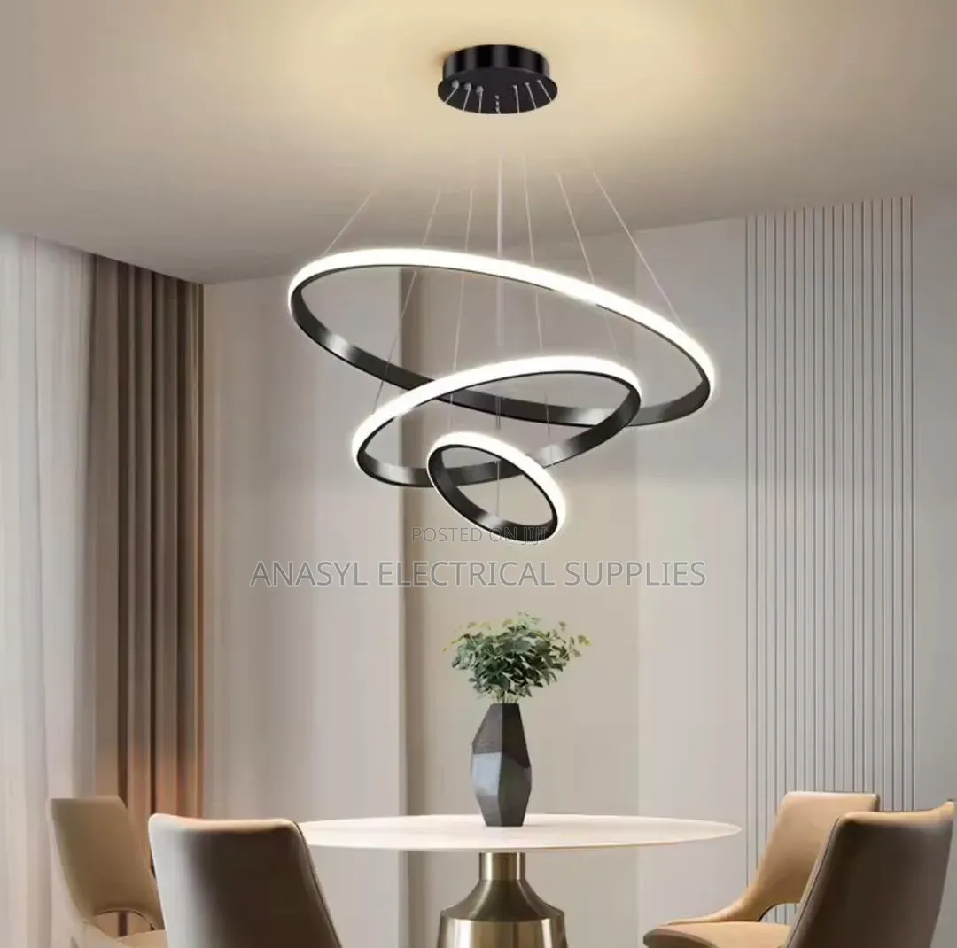 Modern 3-Ring LED Spiral Pendant Chandelier With Energy-Saving LED.