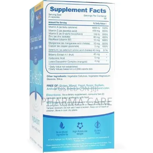 Eye Health Hyaluronic Acid- Lutein and Zeaxanthin- 120 Capsules