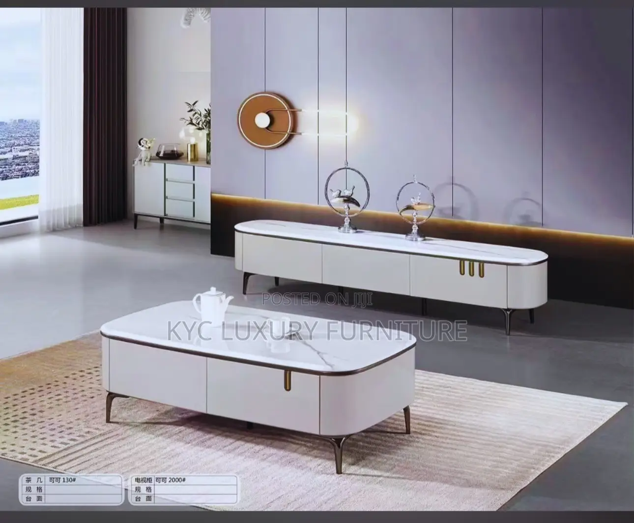 Marble Top TV Stand and Center Table