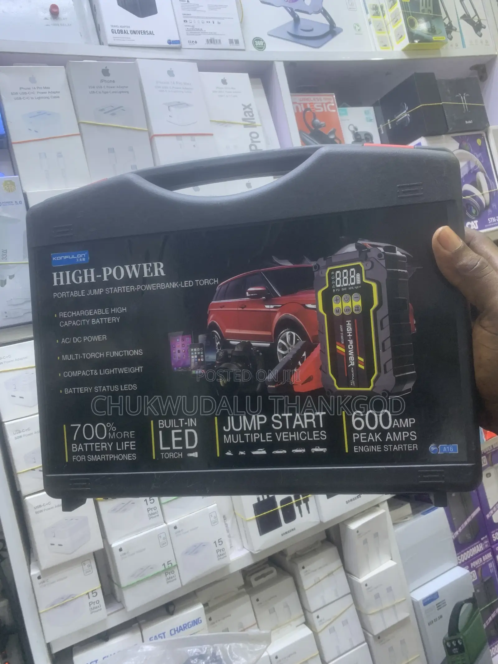 HIGH POWER Portable Jump Starter PowerBank Led Torch