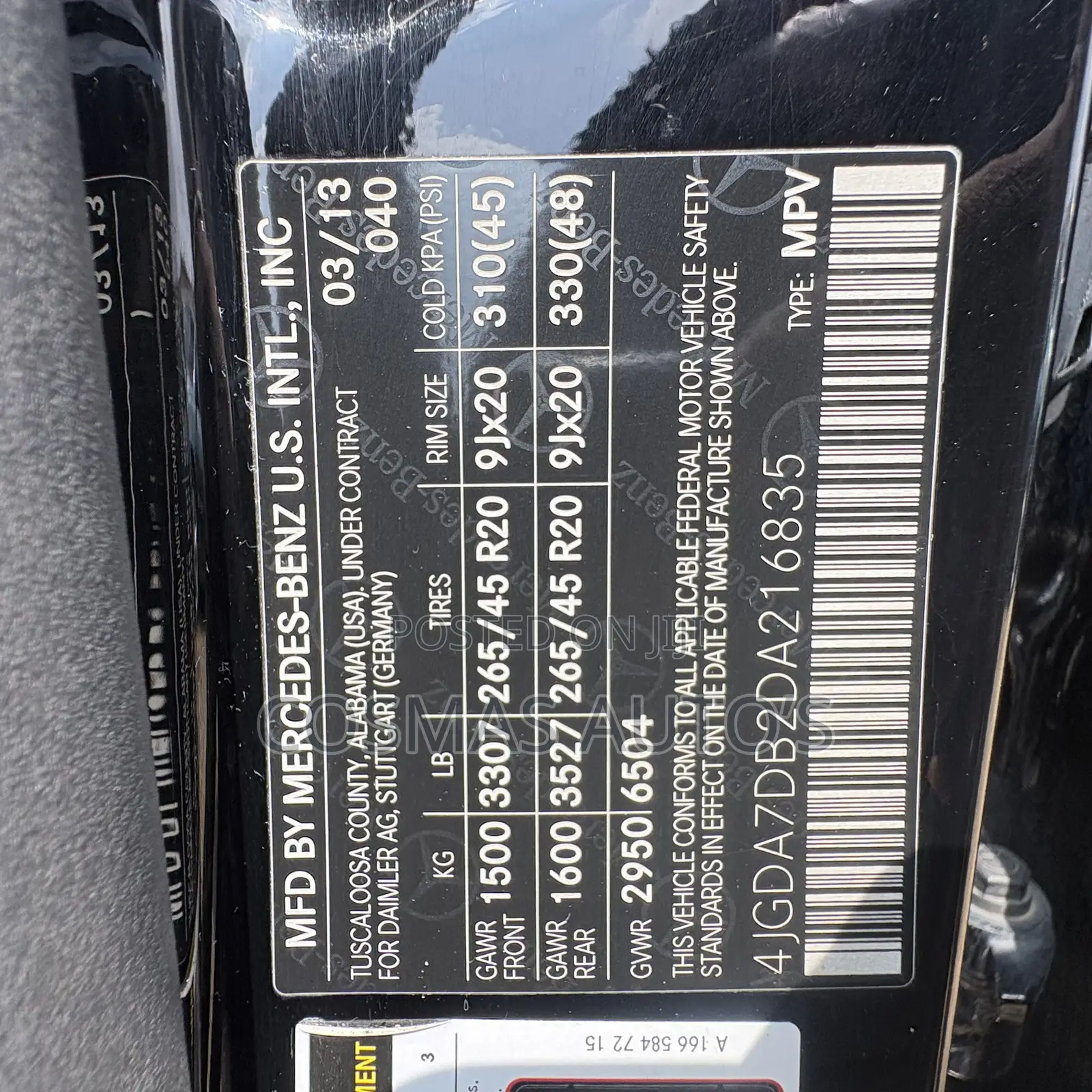 Mercedes-Benz M Class ML 550 4Matic 2013 Black