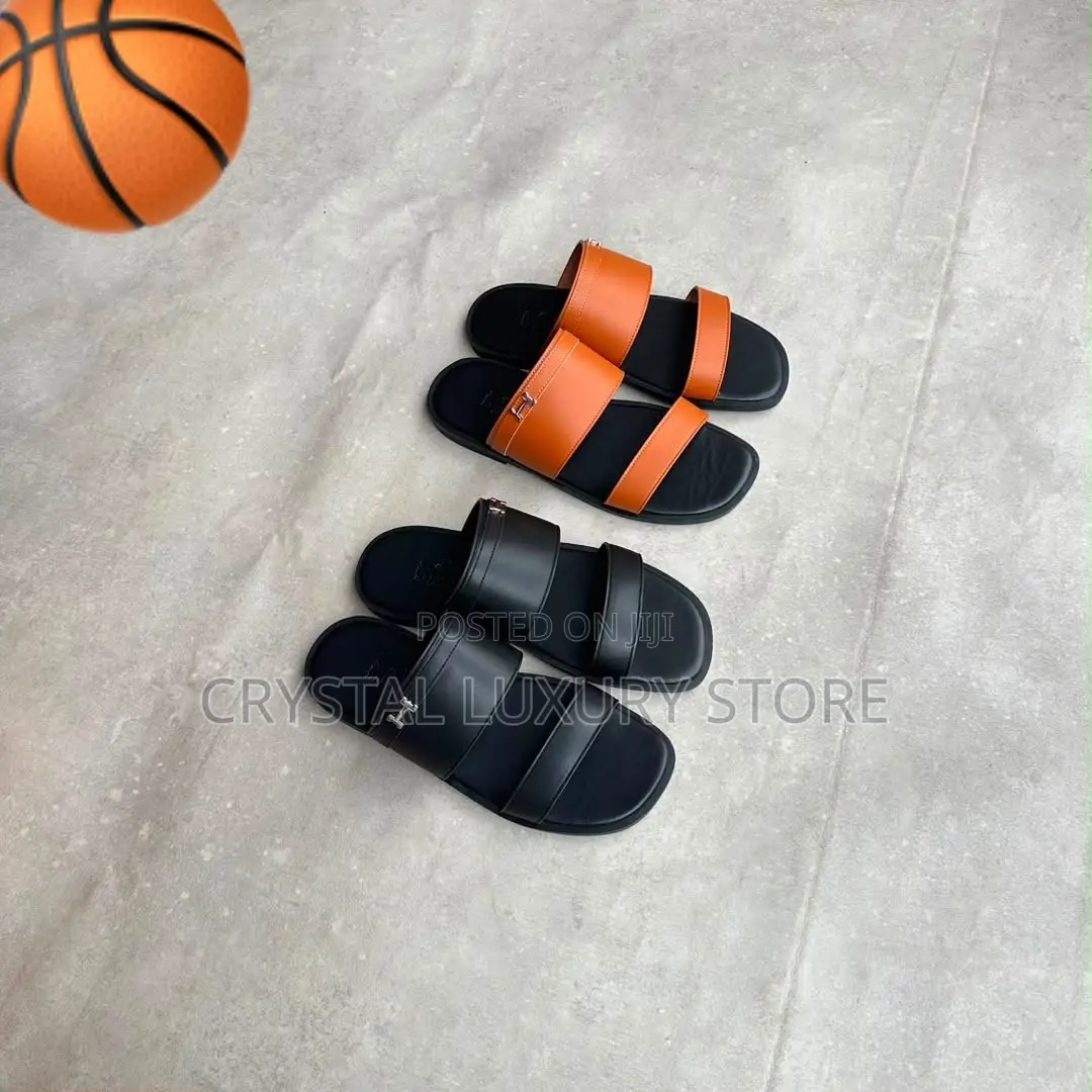 Hermes Quality Luxury Men Genuine Leather Sandals