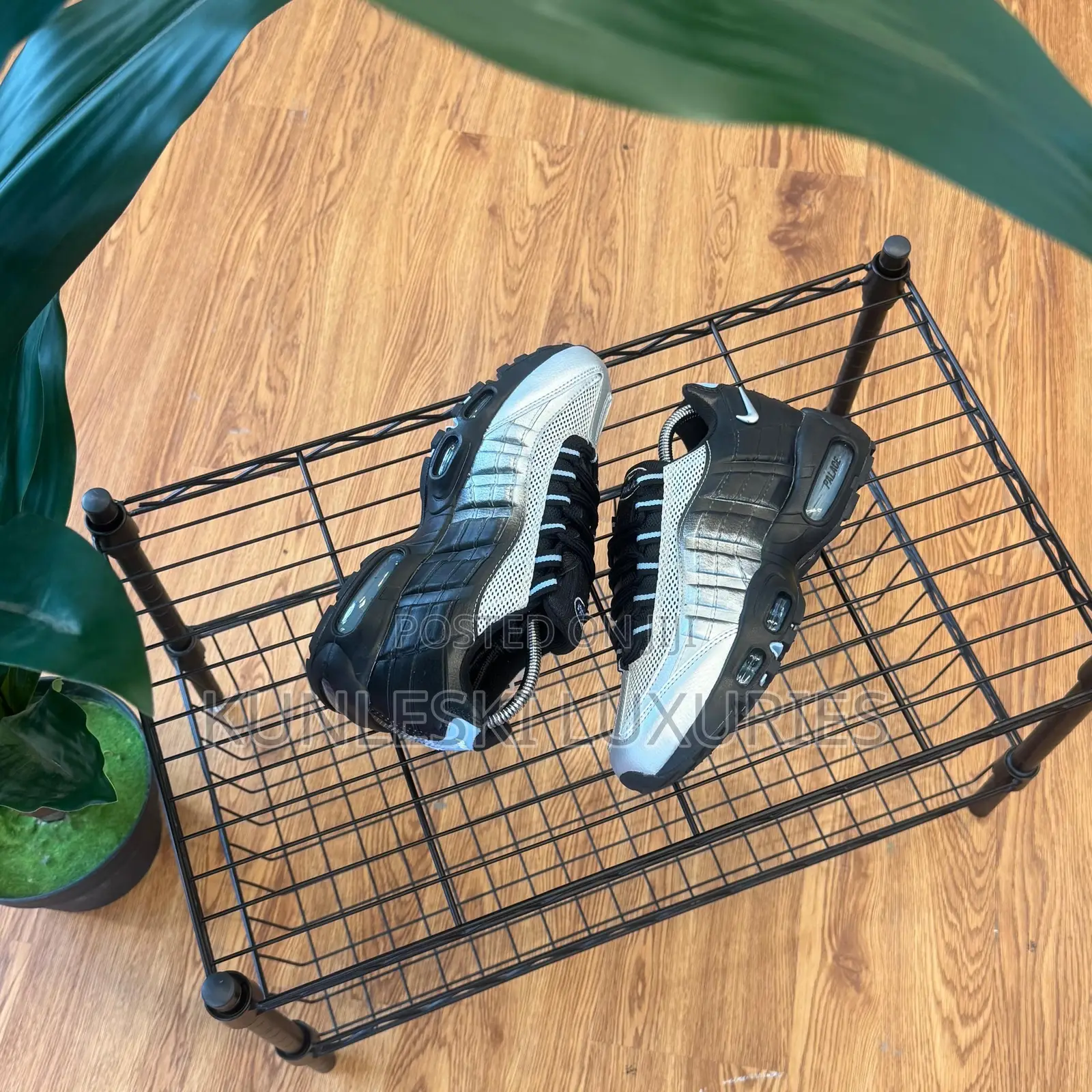 Original Palace X Air Max 95 Big Bubble Black Metallic Sliver Sneakers