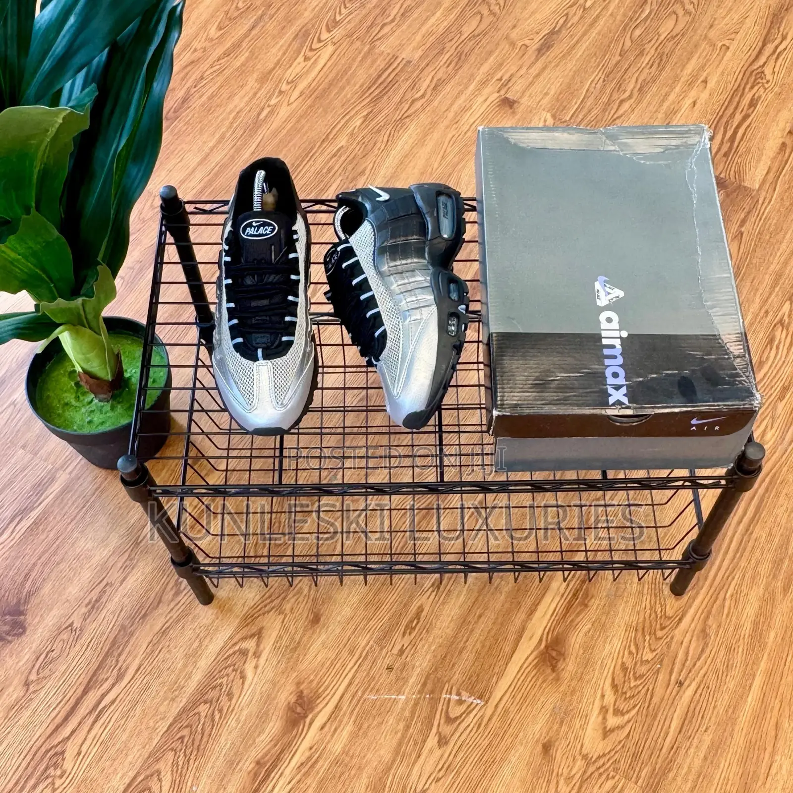 Original Palace X Air Max 95 Big Bubble Black Metallic Sliver Sneakers