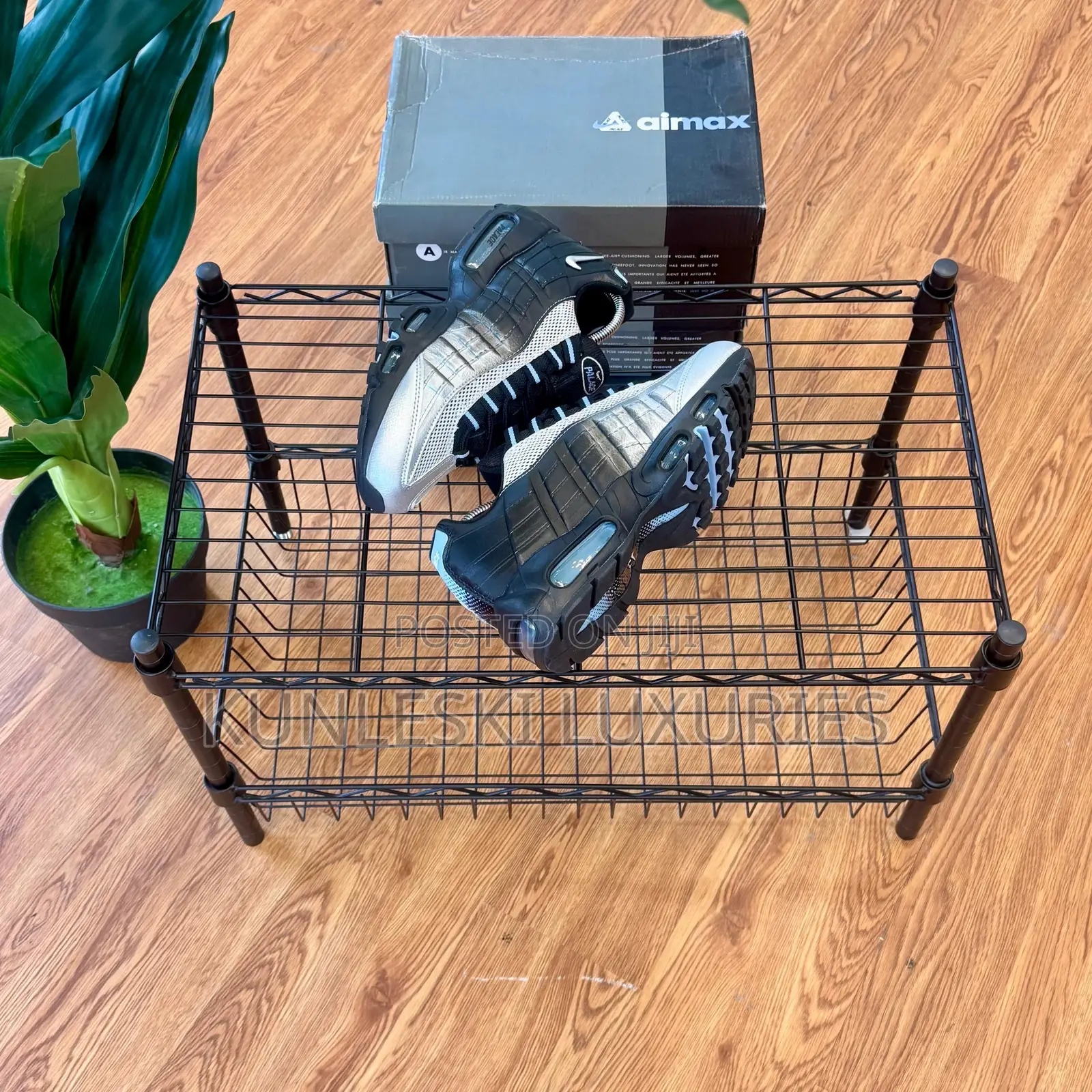 Original Palace X Air Max 95 Big Bubble Black Metallic Sliver Sneakers