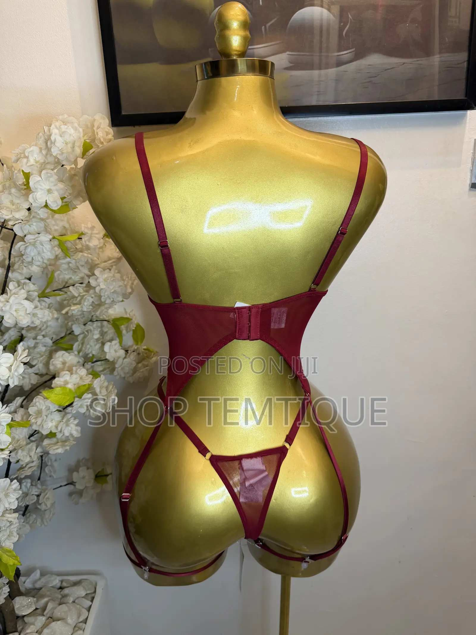 Burgundy Garter Two-Piece Lingerie Set