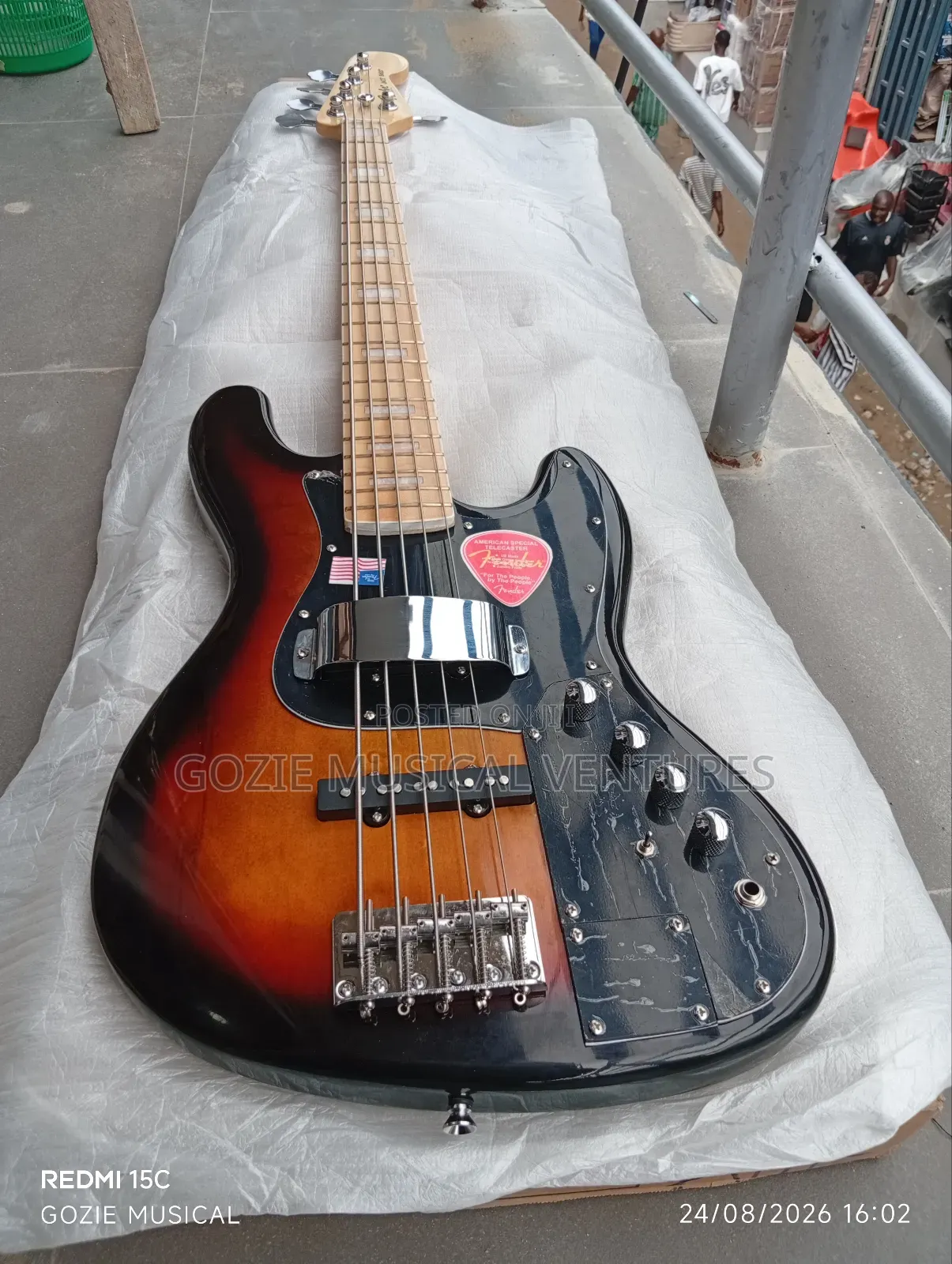 Fender Jazz Bass Guitar Five String Active Sunburst Colour