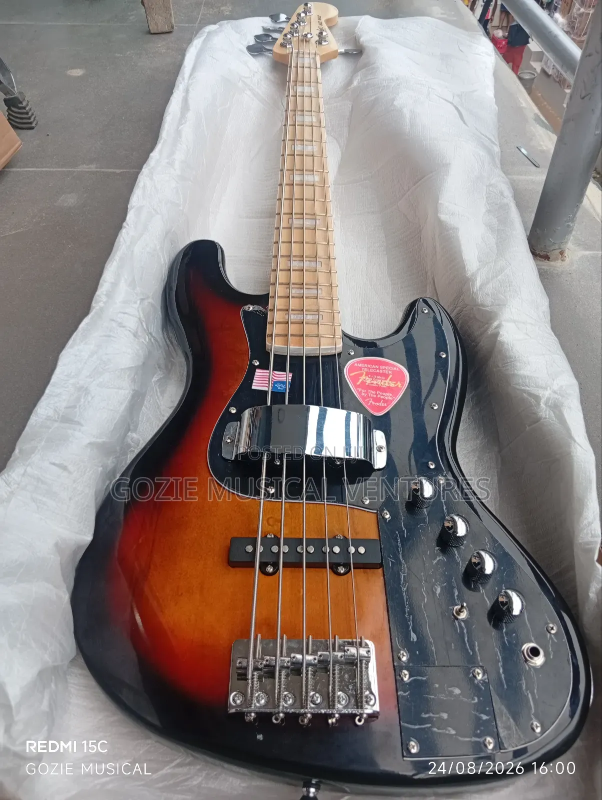 Fender Jazz Bass Guitar Five String Active Sunburst Colour