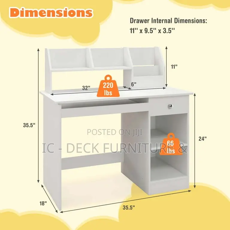 DSK16 Costzon Kids Desk, Wooden Children Study Desk W/ Storage Shelves