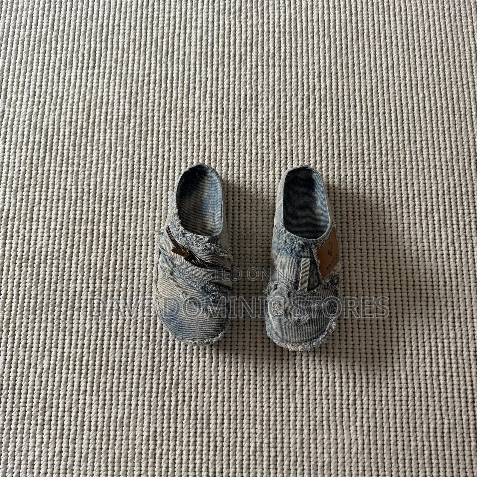 Distressed Vintage Denim Patchwork Slip-on Mules