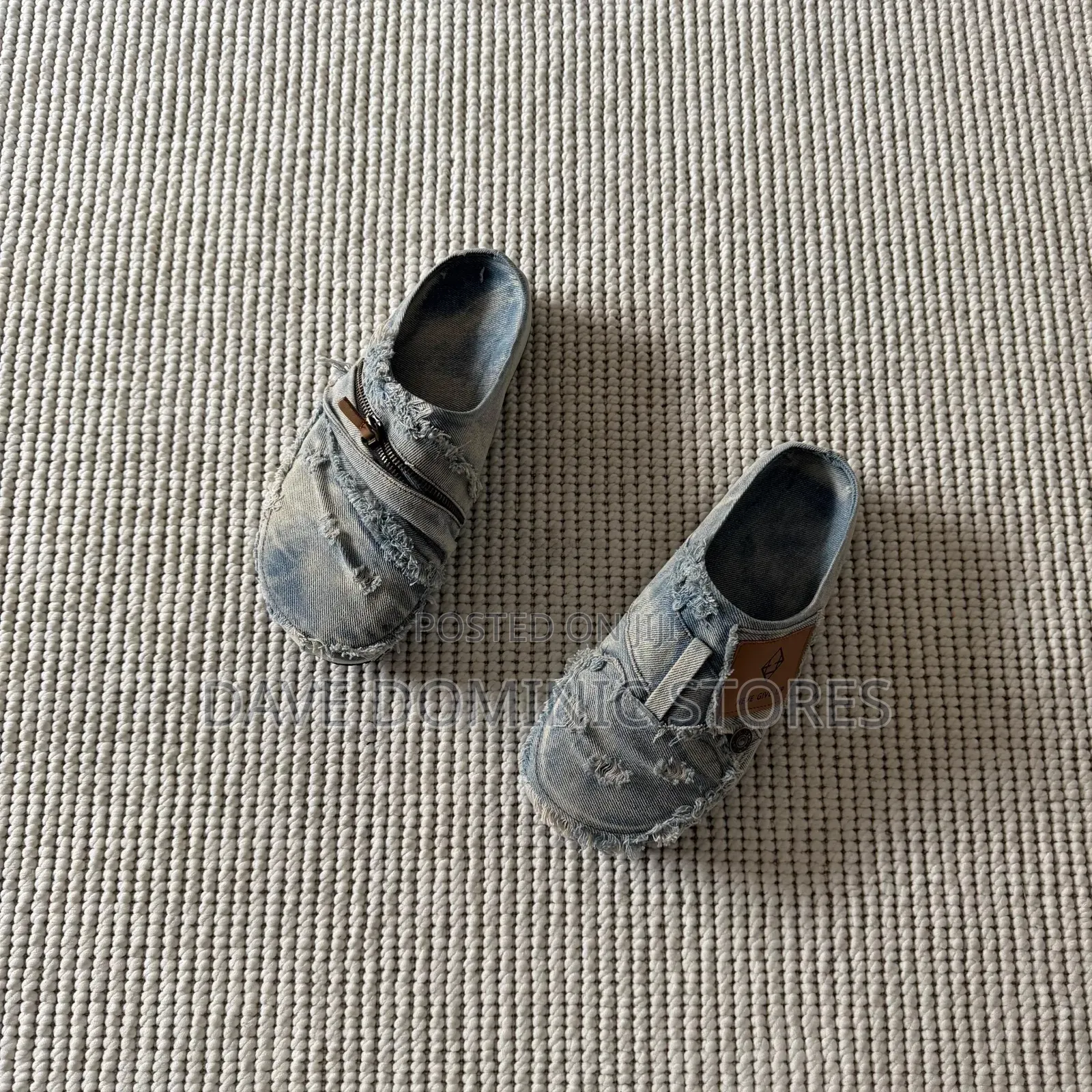 Distressed Vintage Denim Patchwork Slip-on Mules