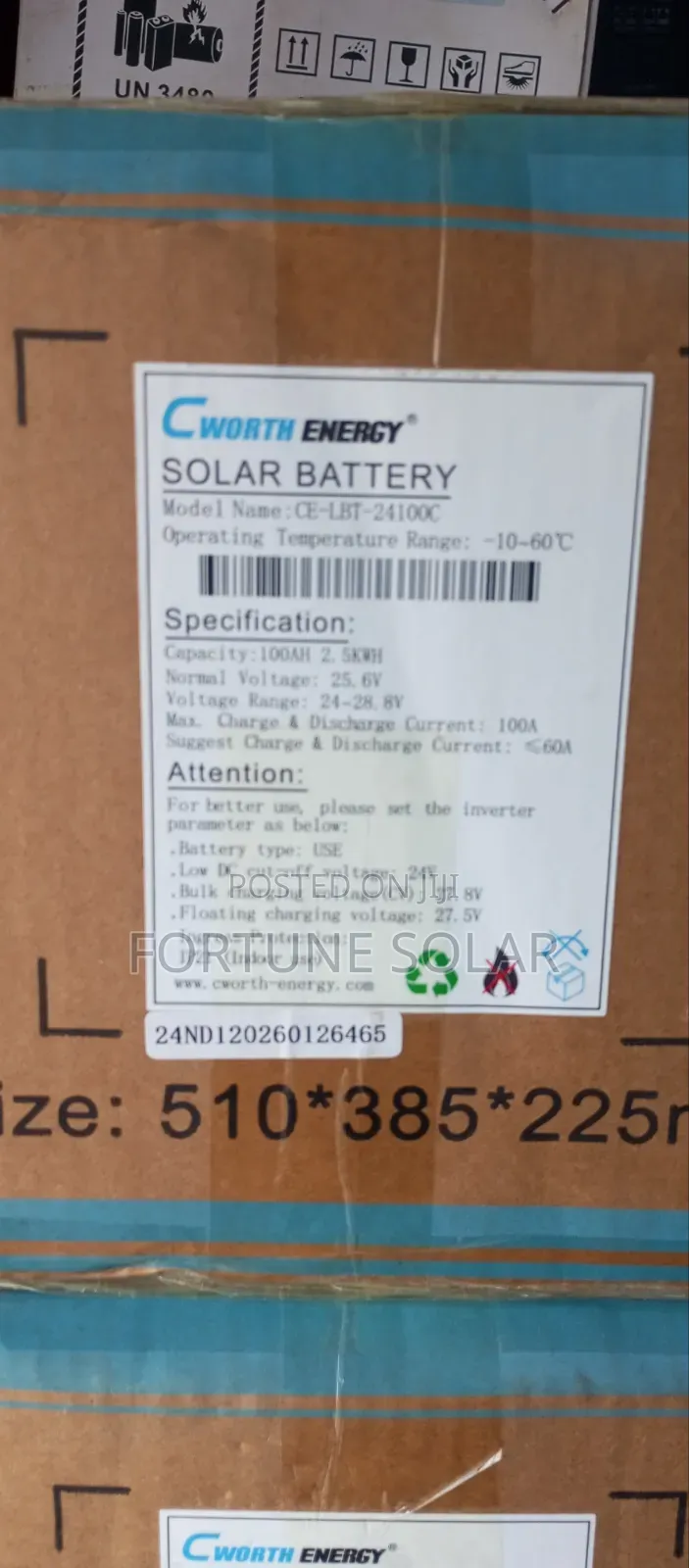 Cworth 2.5kwh 25V LifePO4 Lion Lithium Battery