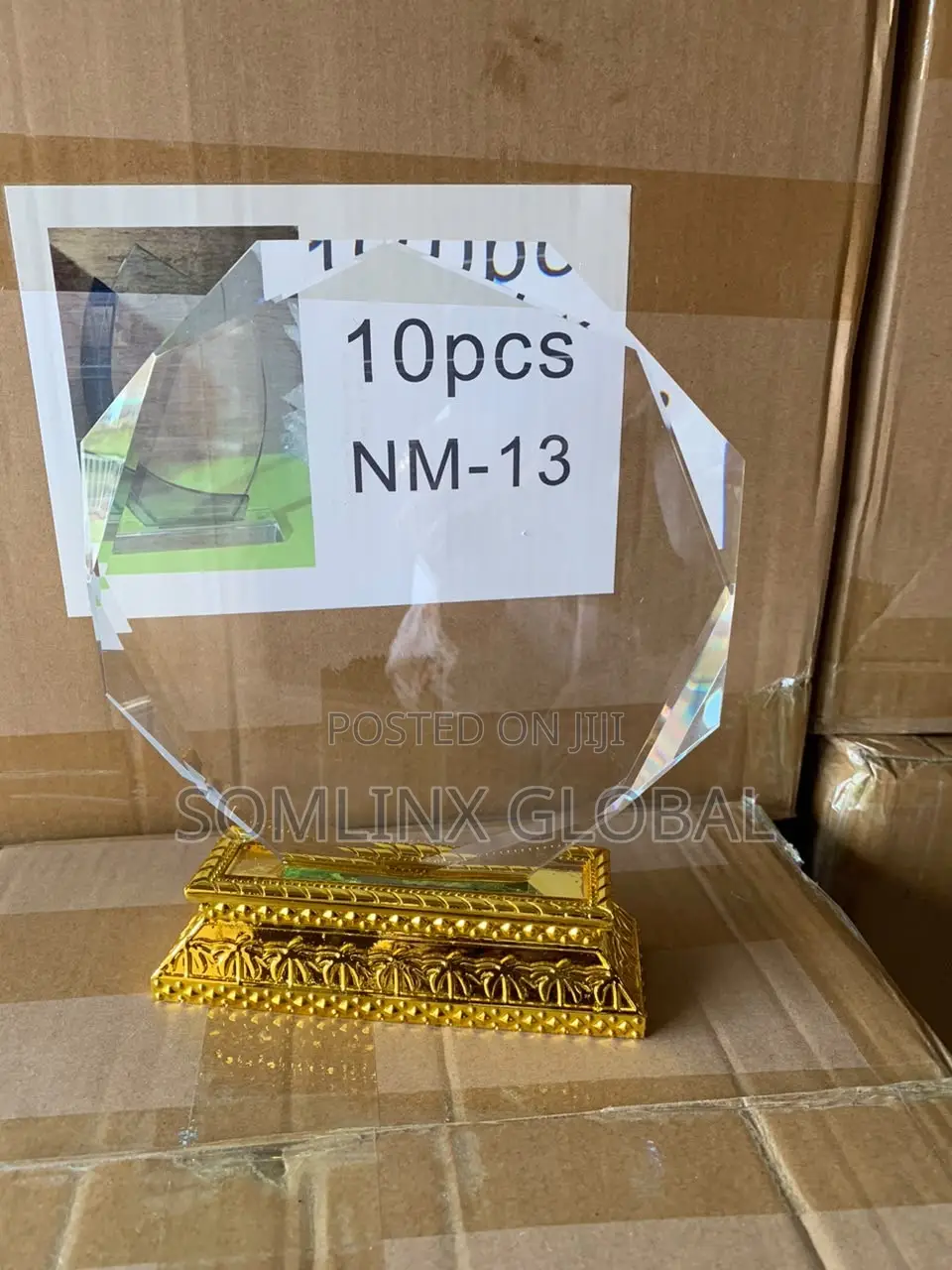 Octagon Glass With Gold Base