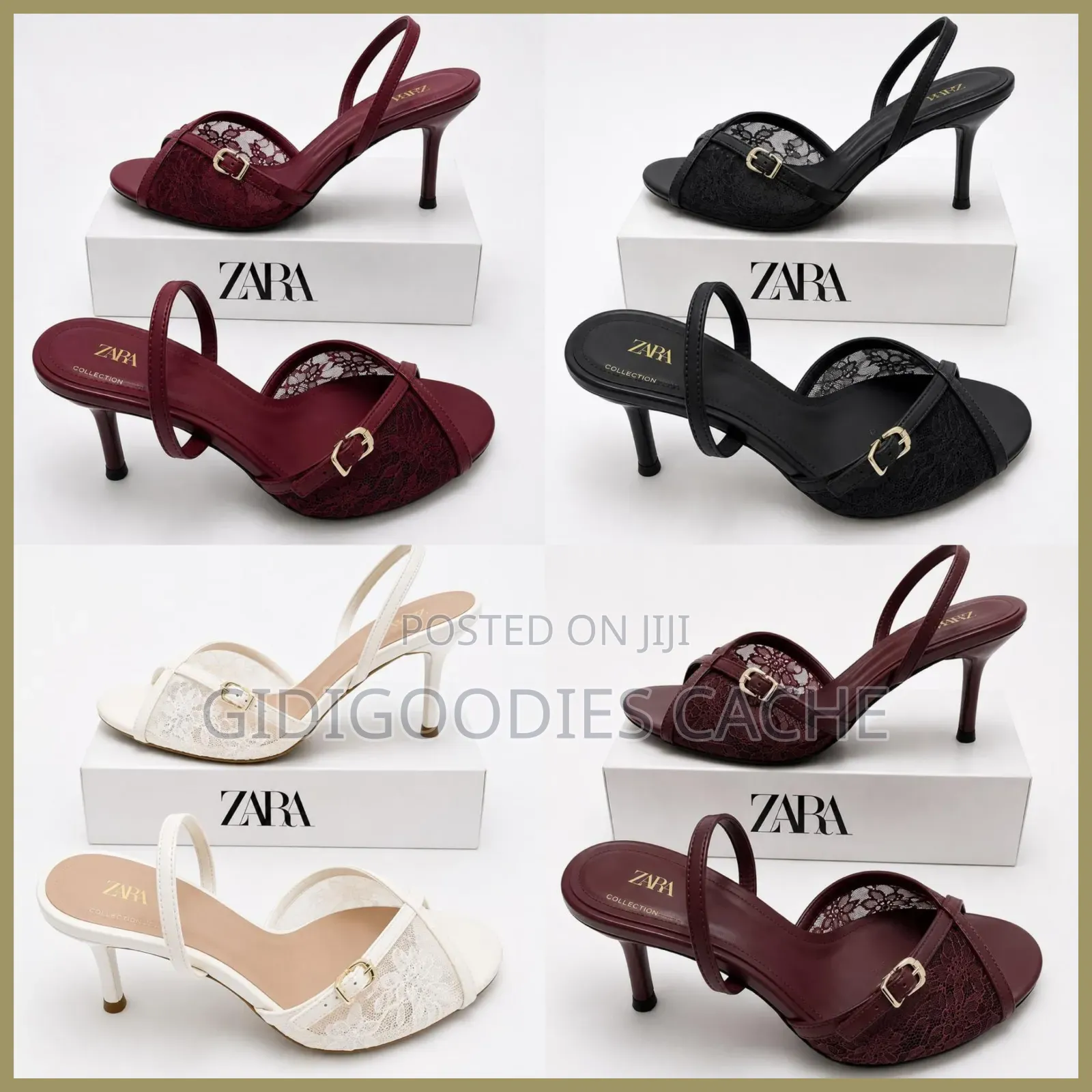 ZARA Slingback Lace Sandal Heels in Size 37-41