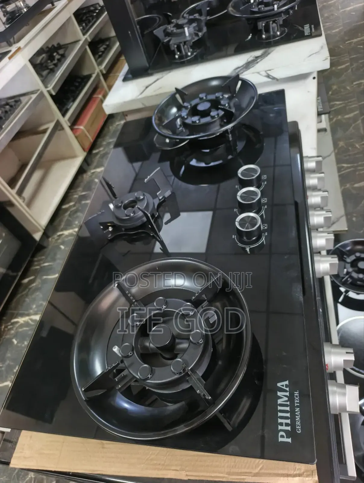 Original PHIIMA Built-in Flips Up 3 Burners Automatic Gas Cooker HOB.