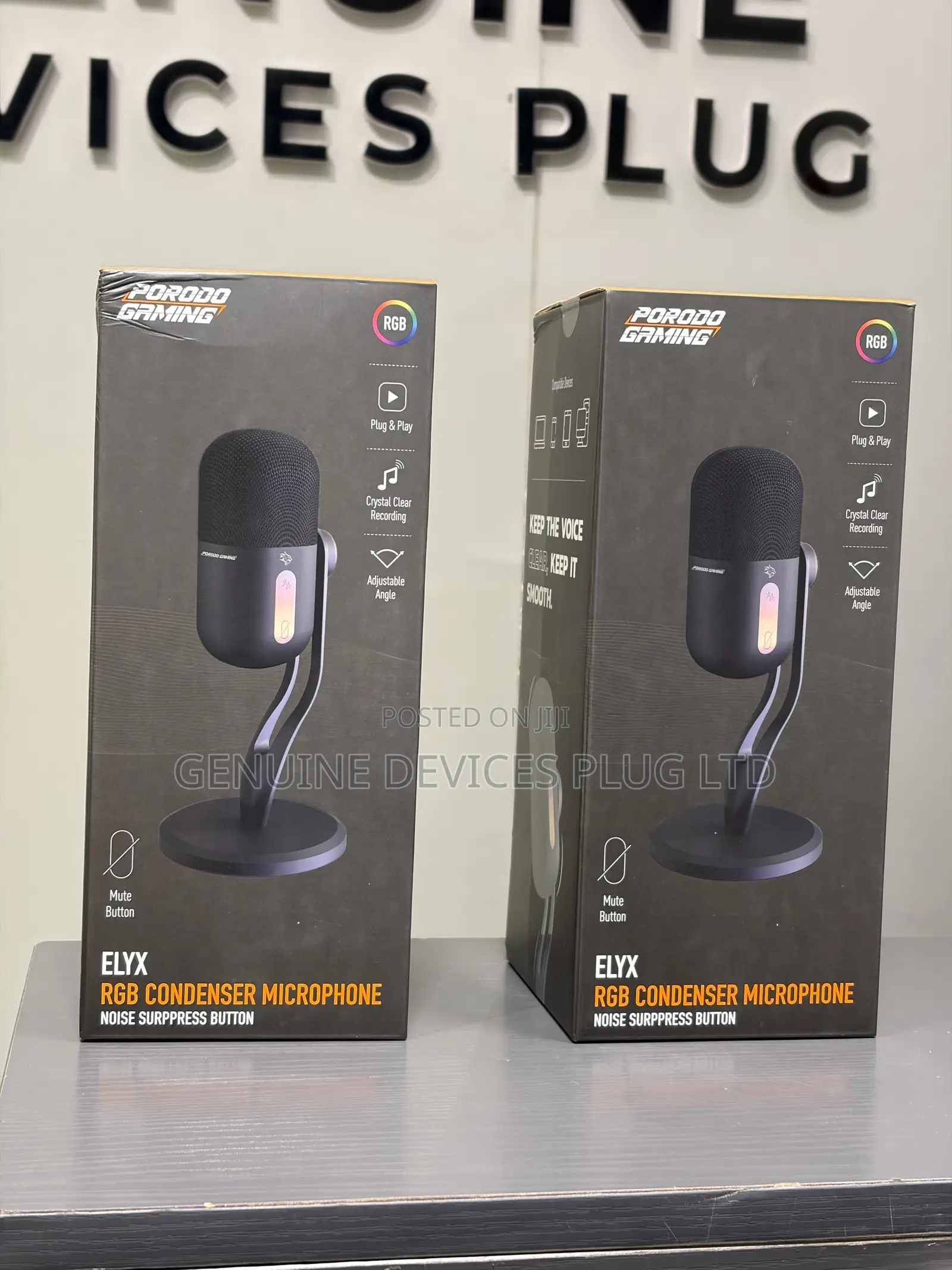 Porodo Gaming Elyx RGB Condenser Microphone Noise Surppress Button