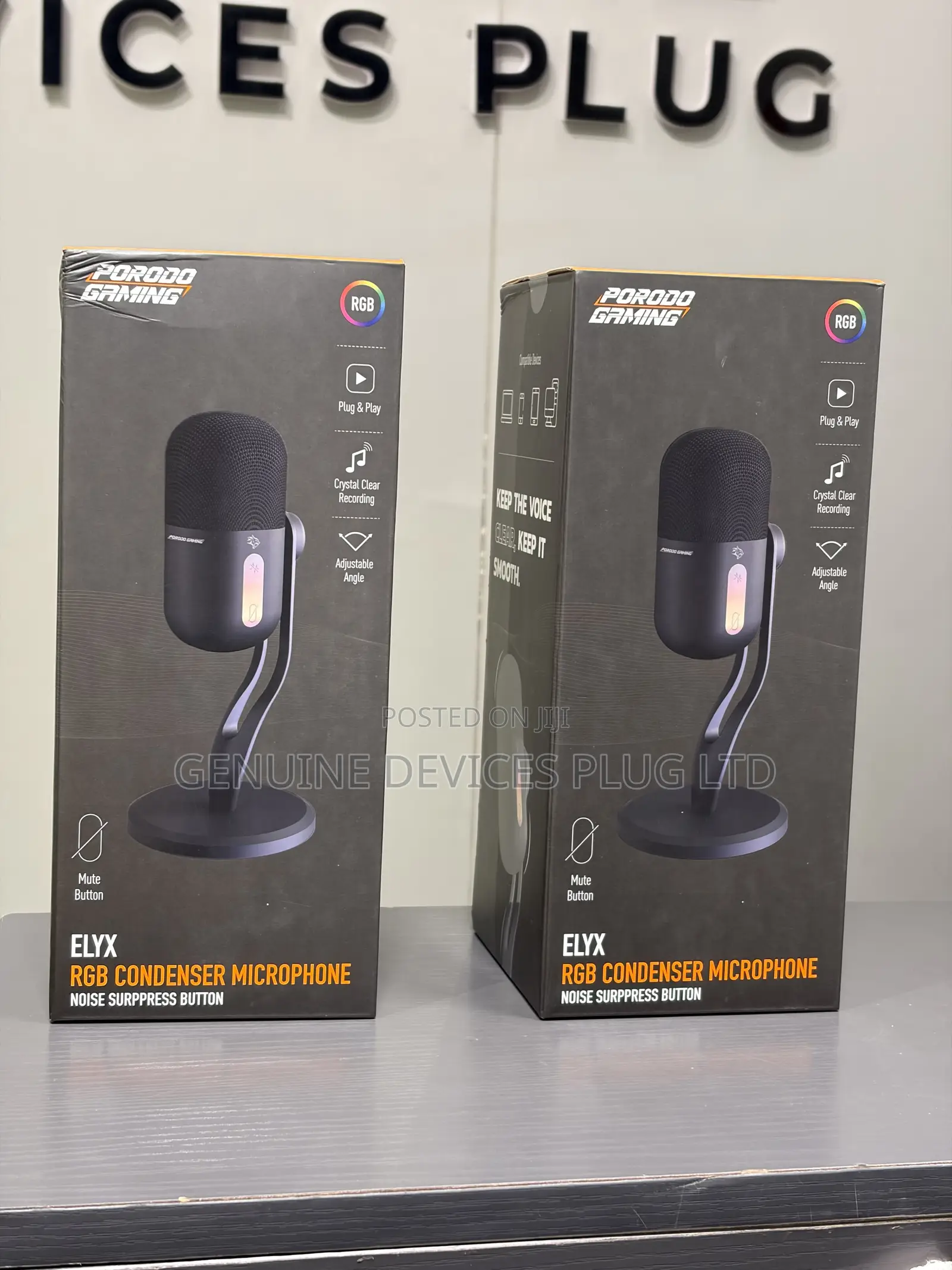 Porodo Gaming Elyx RGB Condenser Microphone Noise Surppress Button