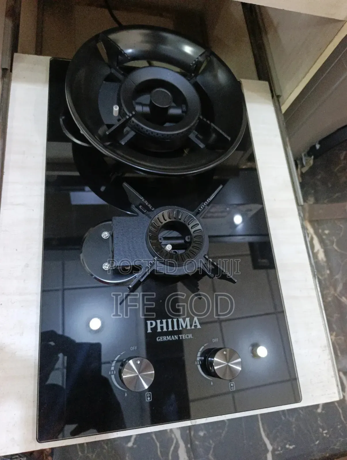 Original PHIIMA Built-in Flips Up 2 Burners Automatic Gas Cooker HOB.