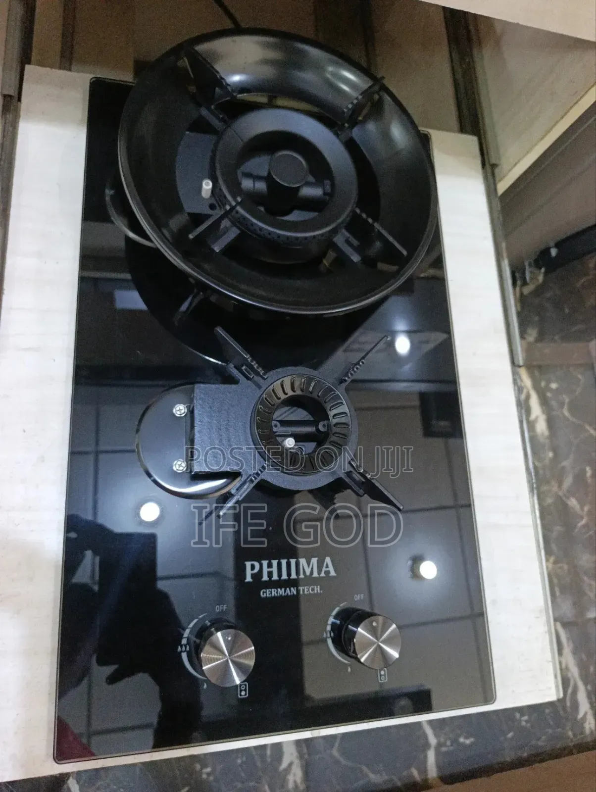 Original PHIIMA Latest Design Built-in Flips Up 2 Burners Gas Cooker.