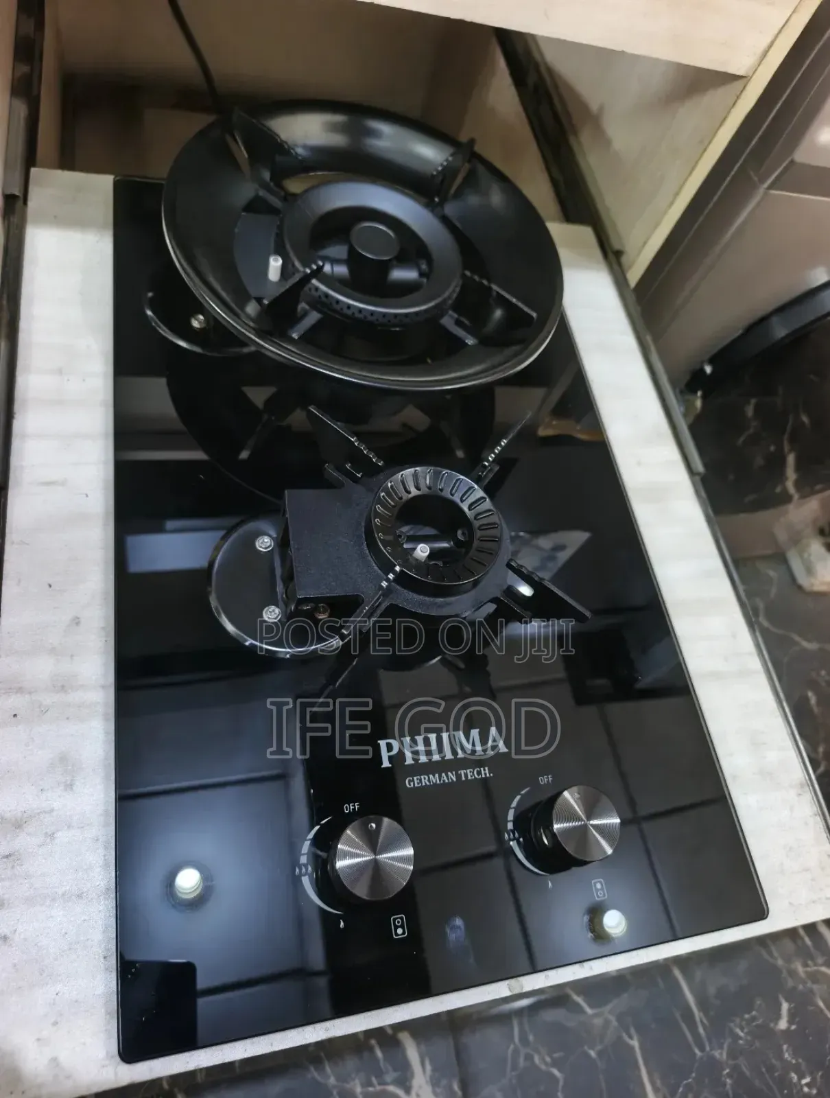Original PHIIMA Latest Design Built-in Flips Up 2 Burners Gas Cooker.
