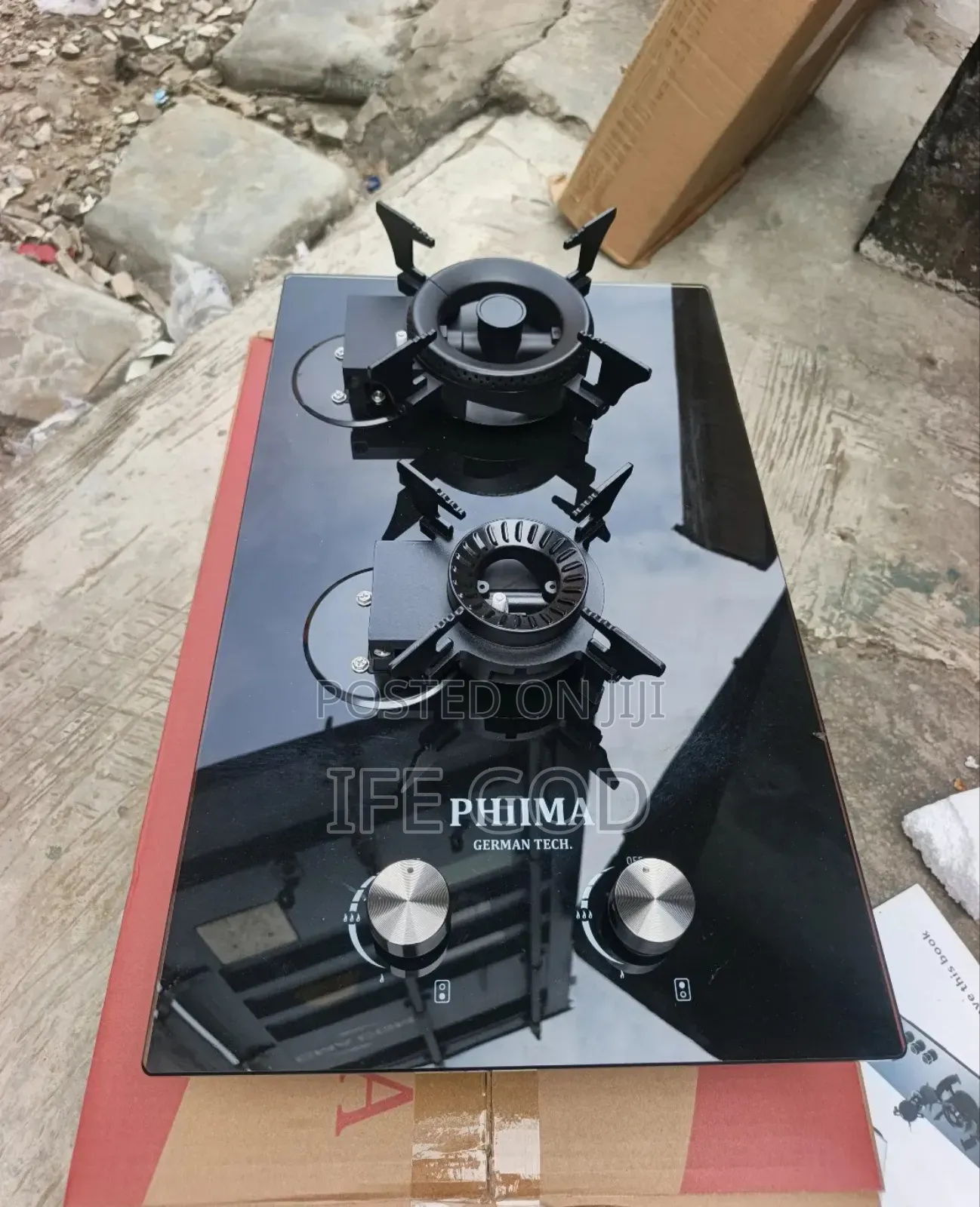Original PHIIMA Latest Design Built-in Flips Up 2 Burners Gas Cooker.