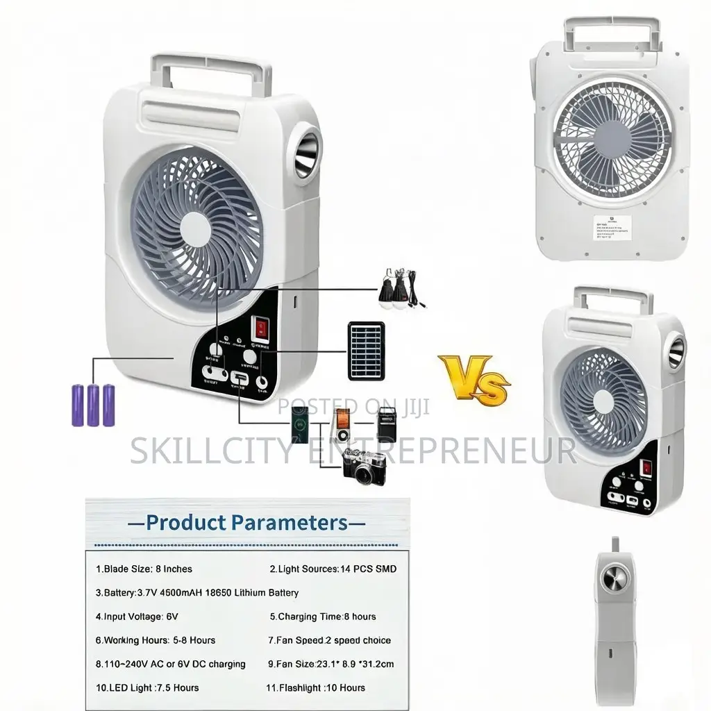 Rechargeable Solar Fan
