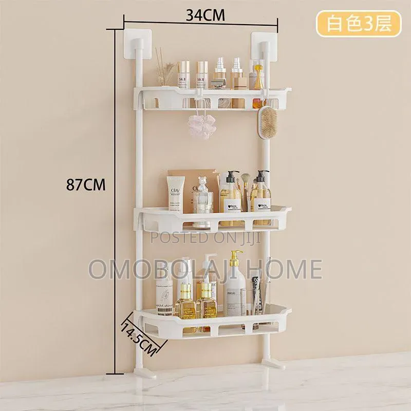 Drill-Free 3-Tier Bathroom Wall Shelf Adhesive Organizer Rack