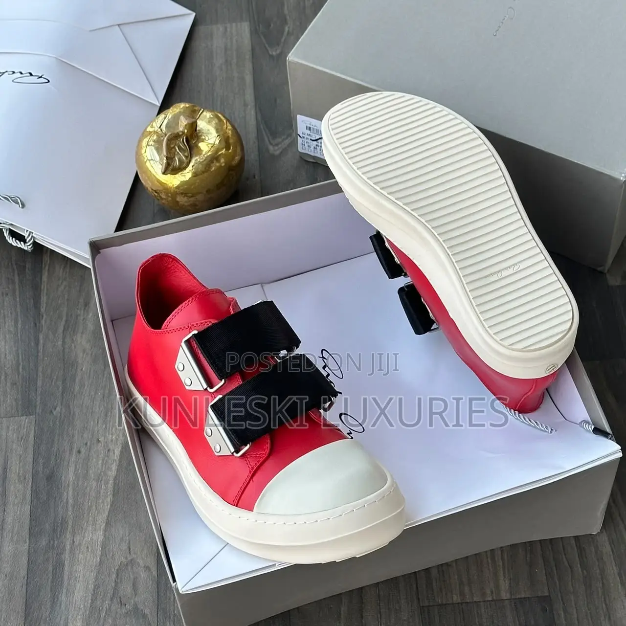 Original Rick Owens Strap Low Leather Sneakers