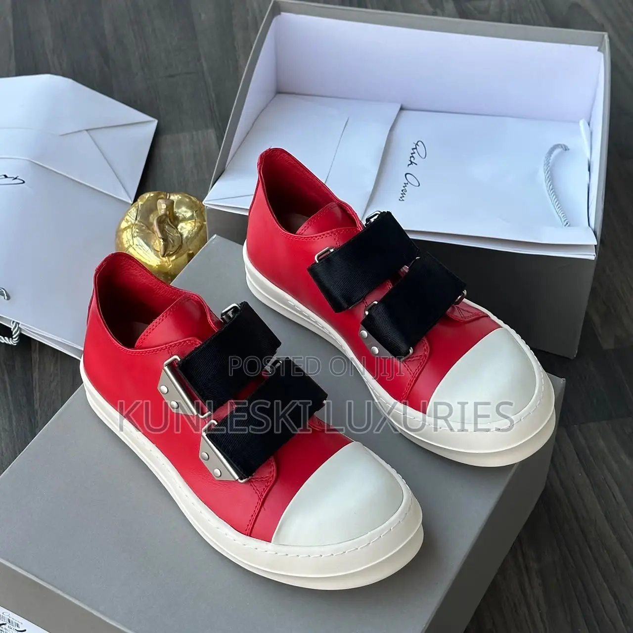 Original Rick Owens Strap Low Leather Sneakers
