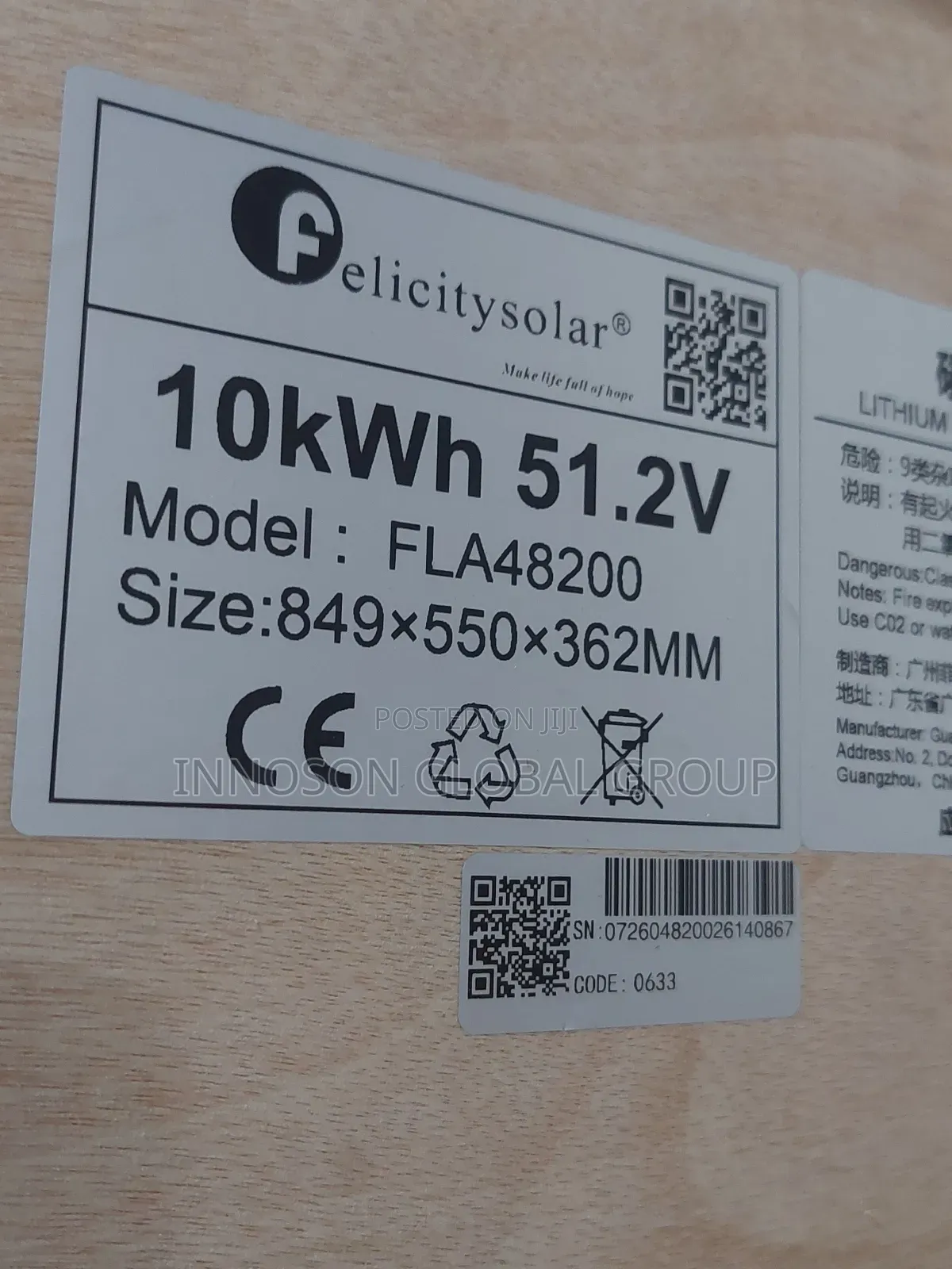 10kwh 51.2v FLA Felicity Lithium Ion Battery