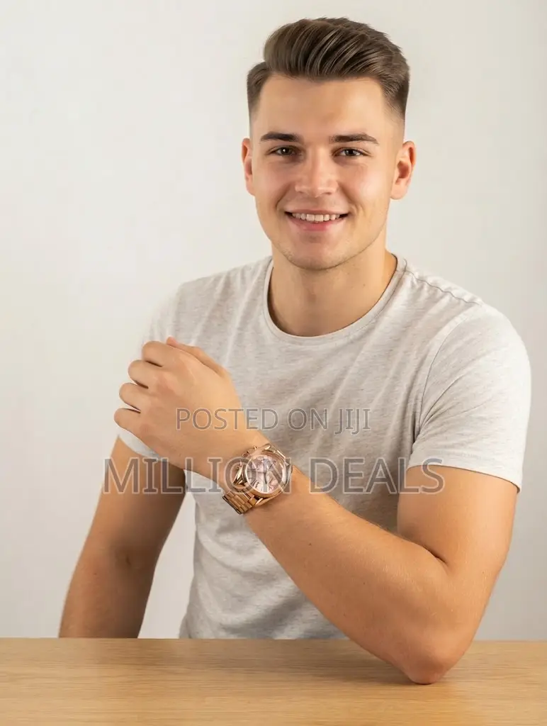 Men's Rose Gold Bracelet Strap MK Wrist Watch