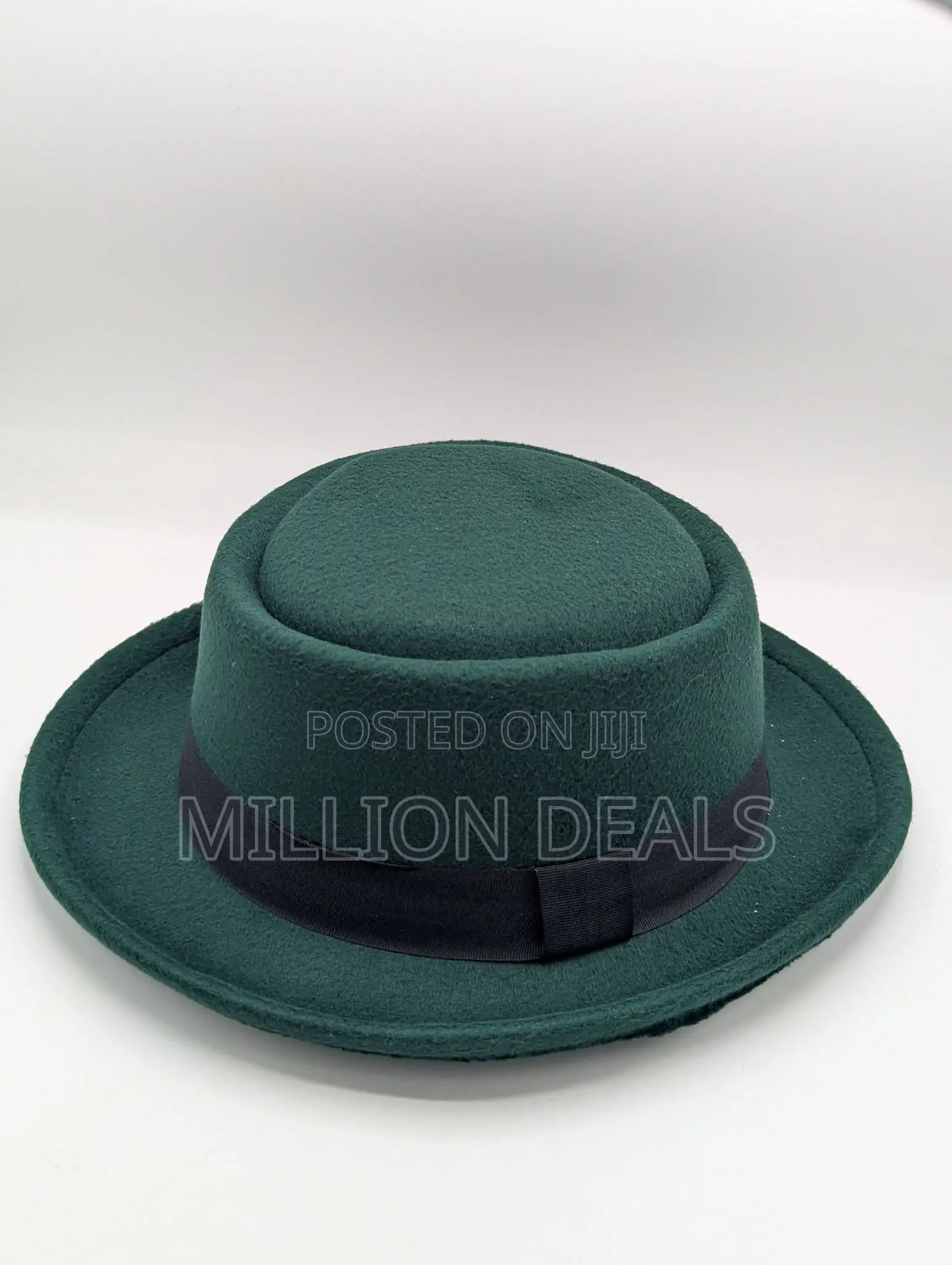 Mid Brim Green Stylish Men's Fedora With Ribbon Hat