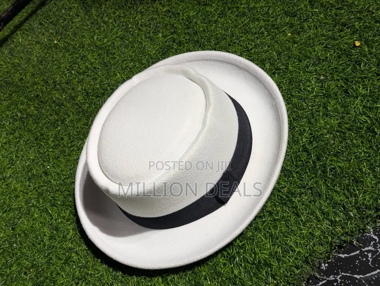 Classic Pork Pie Mid Brim Men's Fedora Hat White