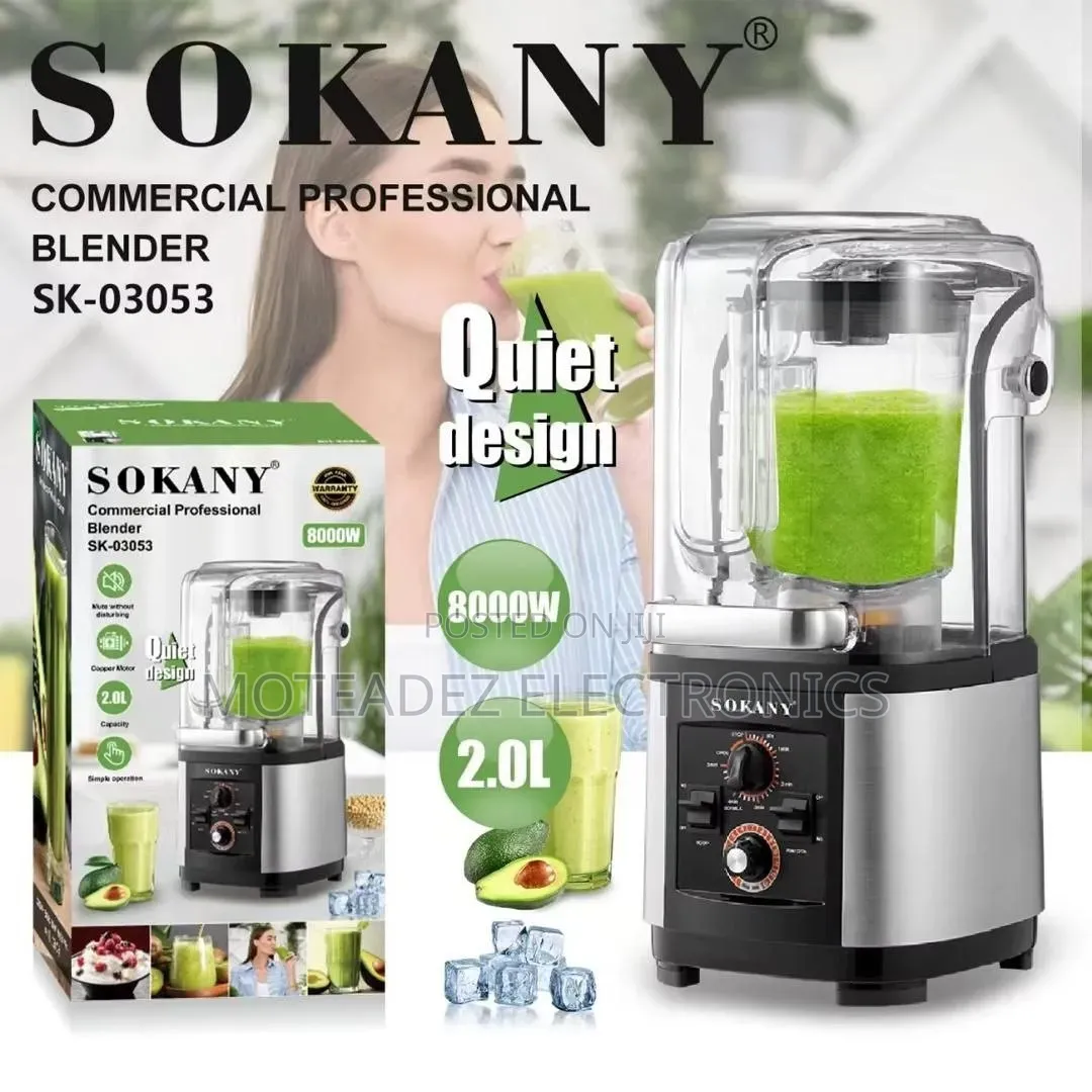Sokany 8000w Copper Coil Soundproof Commercial Blender/Grinder/Juicer