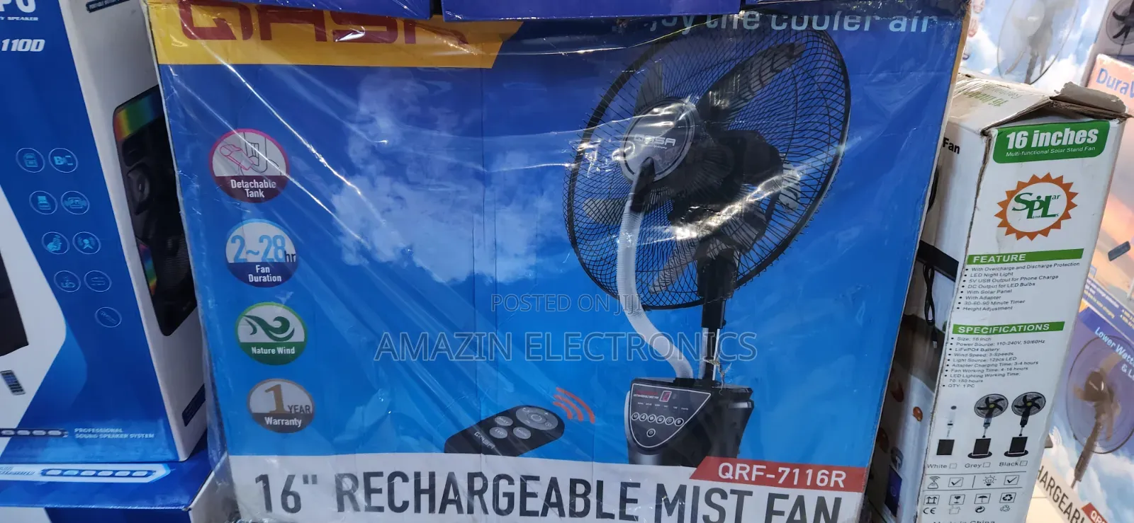 Qasa 16 Inches Rechargeable Mist Fan