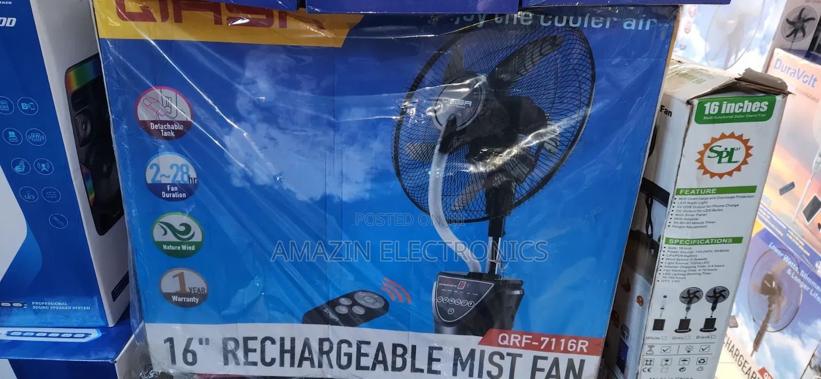 Qasa 16 Inches Rechargeable Mist Fan