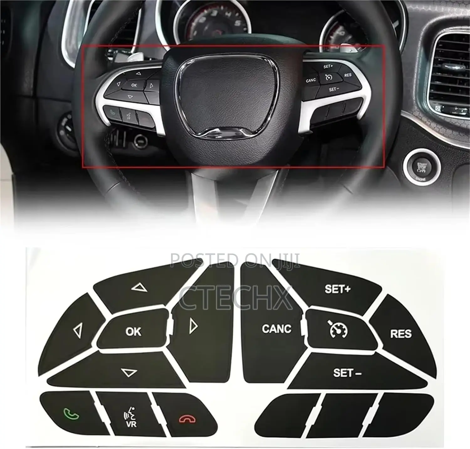 Dodge for Charger 2016-2022 Car Steering Wheel Button Repair Stickers