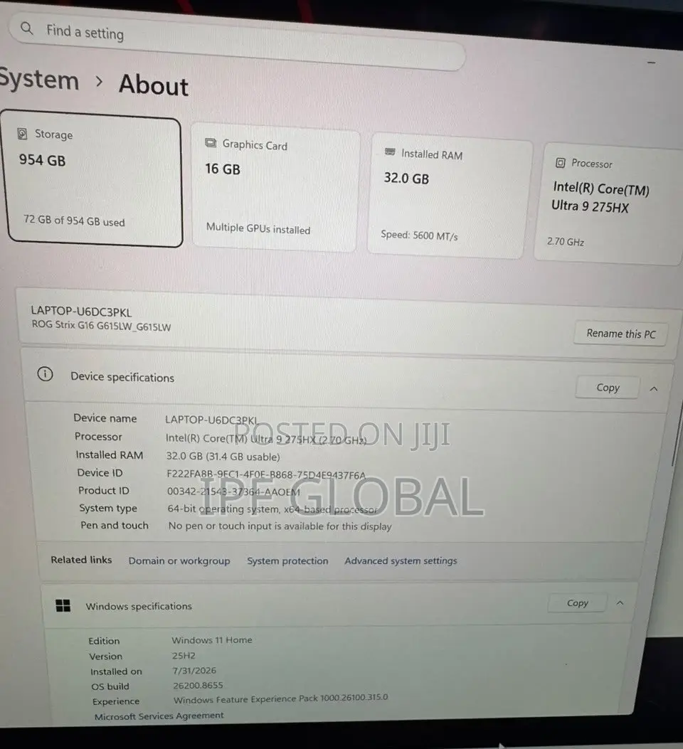 Laptop Asus ROG Strix G16 32GB Intel Core Ultra 9 SSD 1T