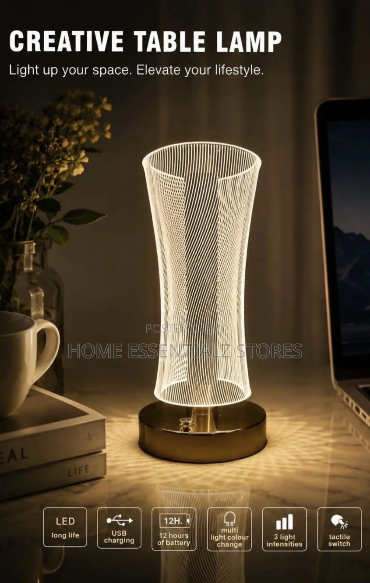 3-Color Rechargeable LED Table Lamp - Night Light With USB Charging