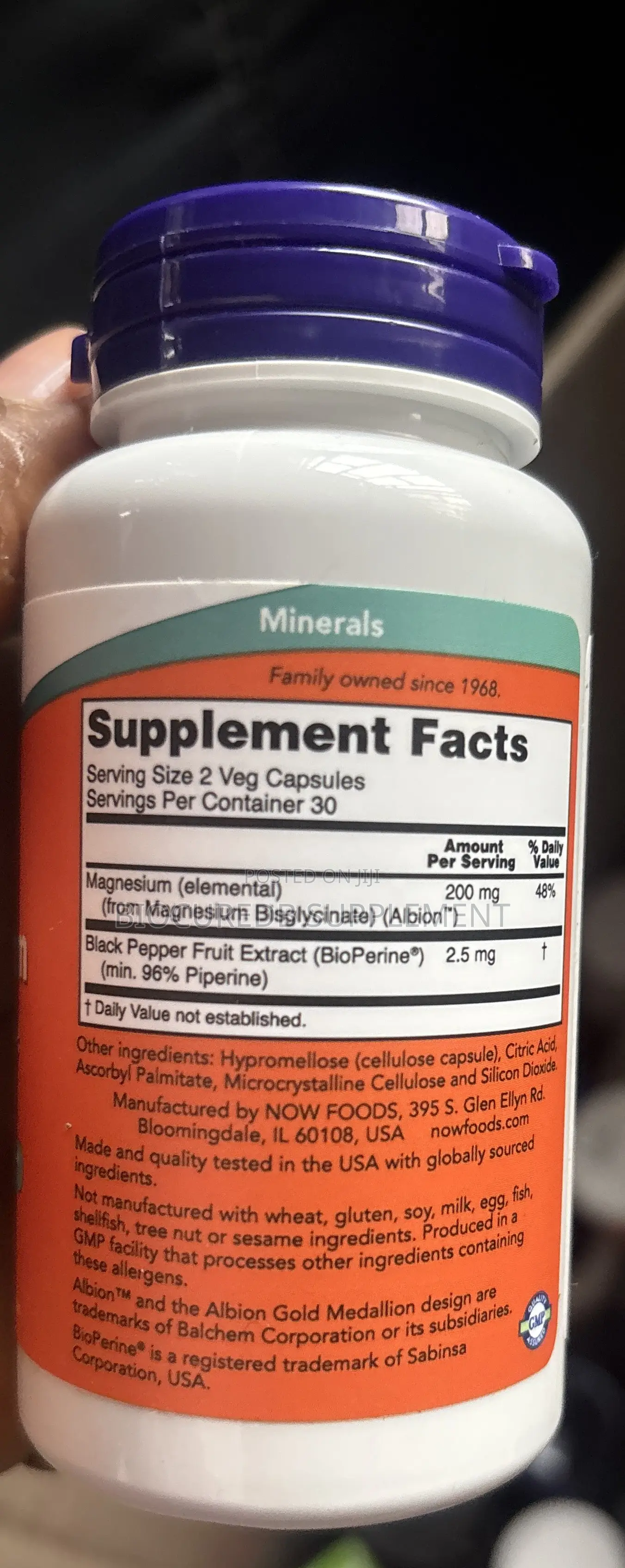 NOW Magnesium Glycinate With Bioperine 60caps