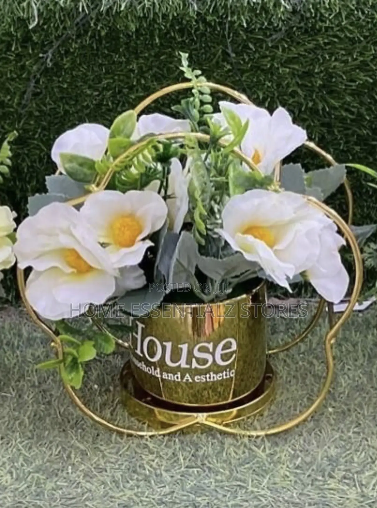 Gift Item Gold Metal Artificial Flower Basket - Gift House Decor Vase
