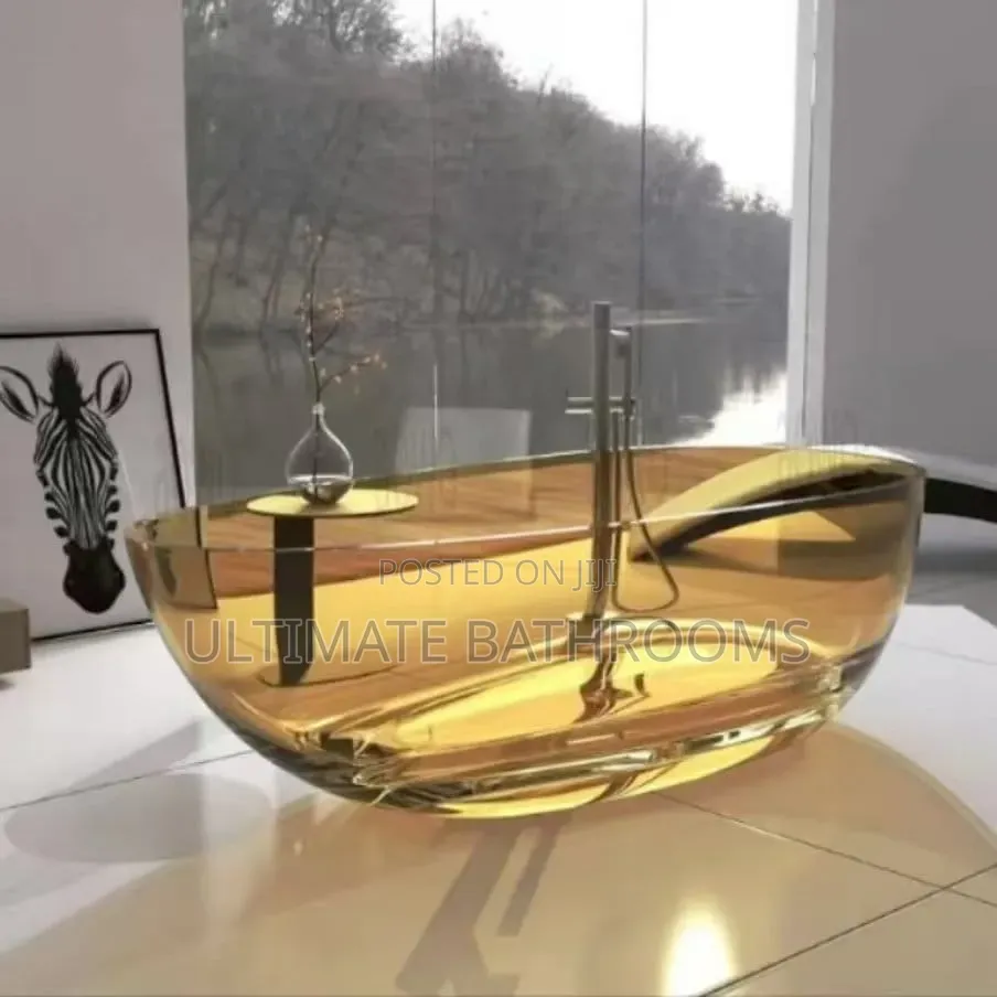 Luxury Transparent Golden Freestanding Bathtub