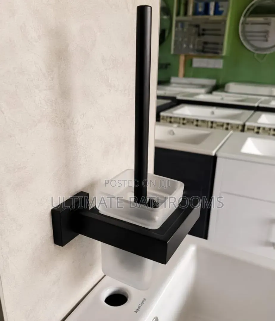 Luxury Wall-Mounted Toilet Brush Holder – Matte Black