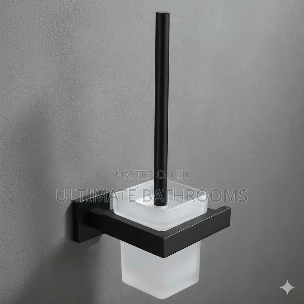 Luxury Wall-Mounted Toilet Brush Holder – Matte Black