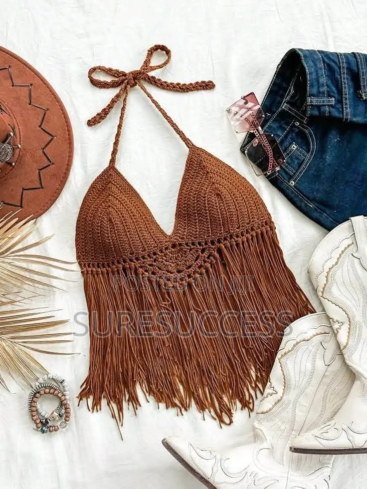 Beachy Handmade Fringy Crochet Top