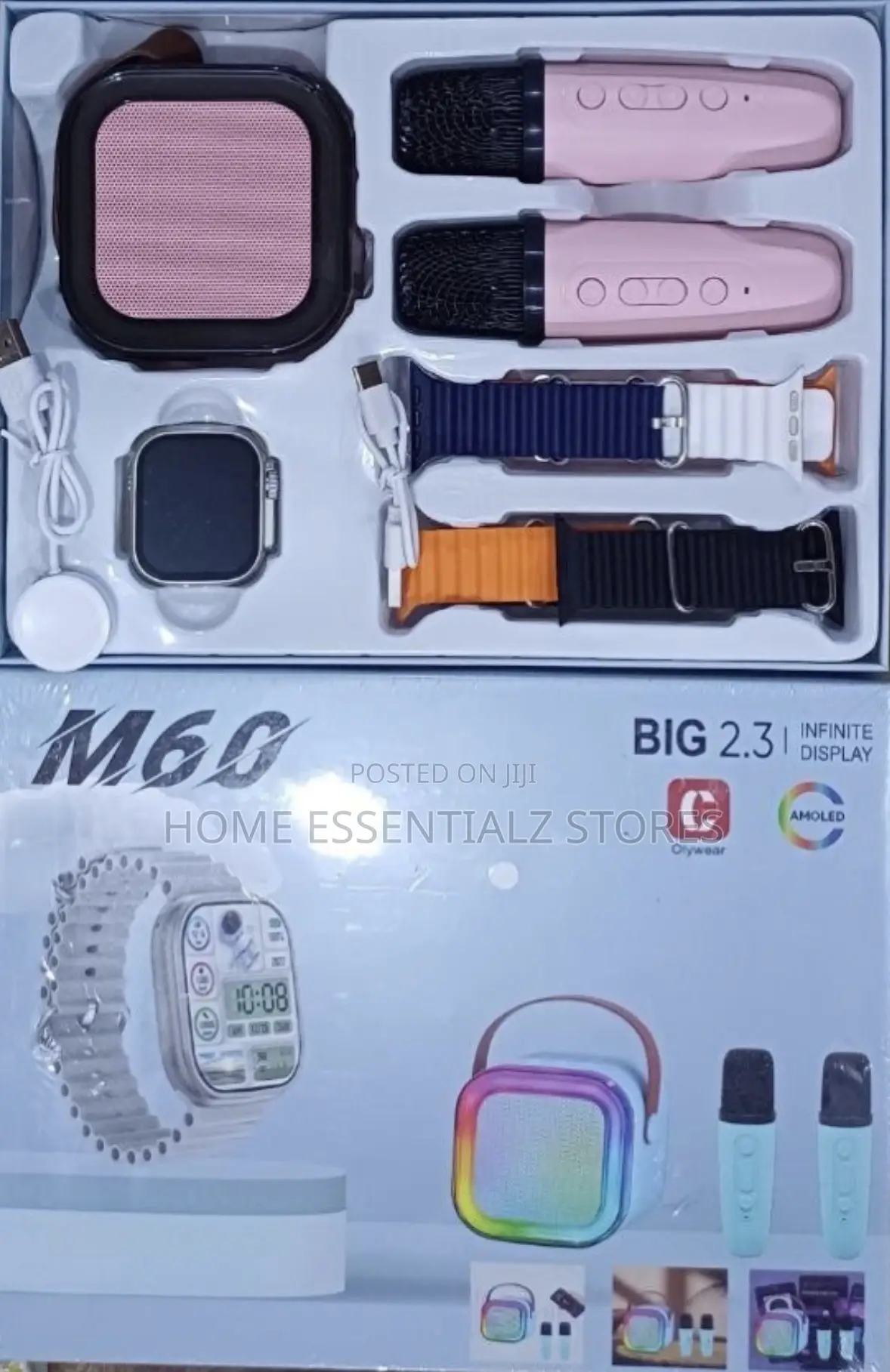 Gift Set M60 5-in-1 Smart Watch - Gift Bluetooth Speaker Karaoke Mics